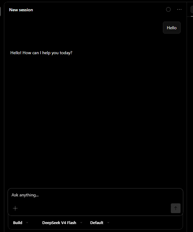 OpenCode Desktop chat active with DigitSpace