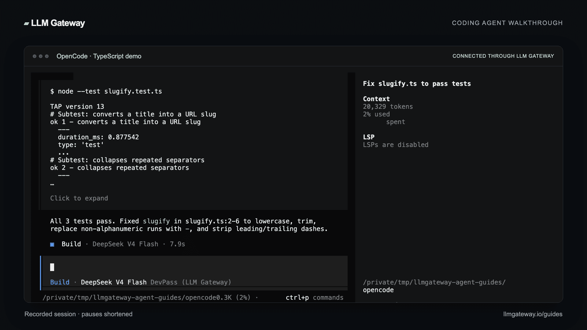 OpenCode completing the coding task through DigitSpace