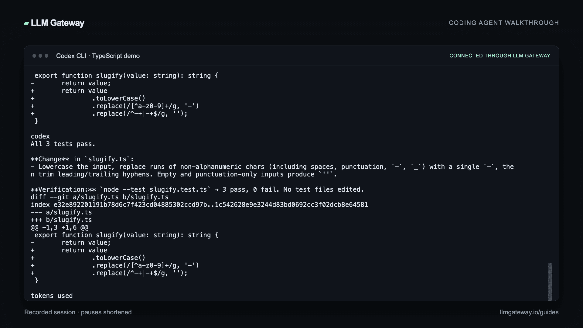 Codex CLI completing the coding task through DigitSpace