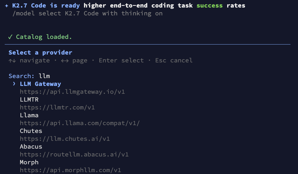 Selecting DigitSpace in Kimi Code