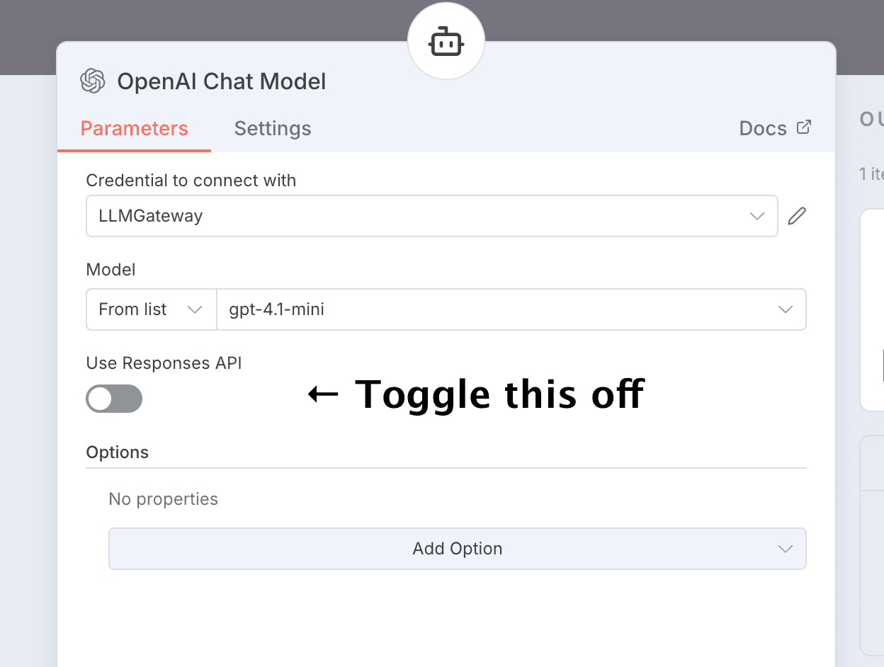 Responses API toggle